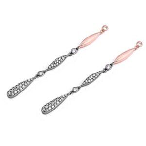 Sterling Silver CZ Two Tone Earrings